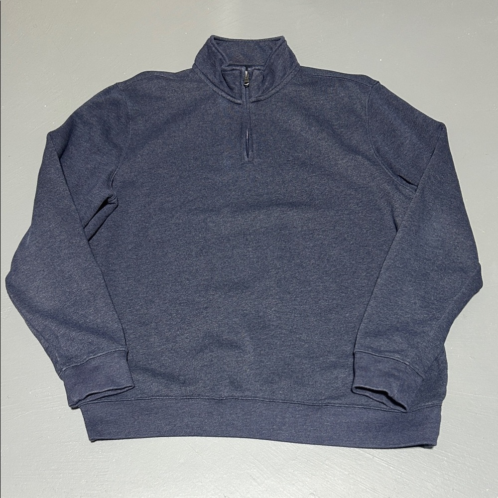 Croft & Barrow Navy Blue Extra Soft Quarter Zip Sweater (Men L)